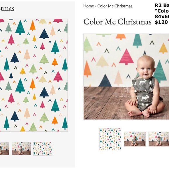 R2 Backdrops Professional Background for Photography "Color Me Christmas" 84x60 - Picture 3 of 3